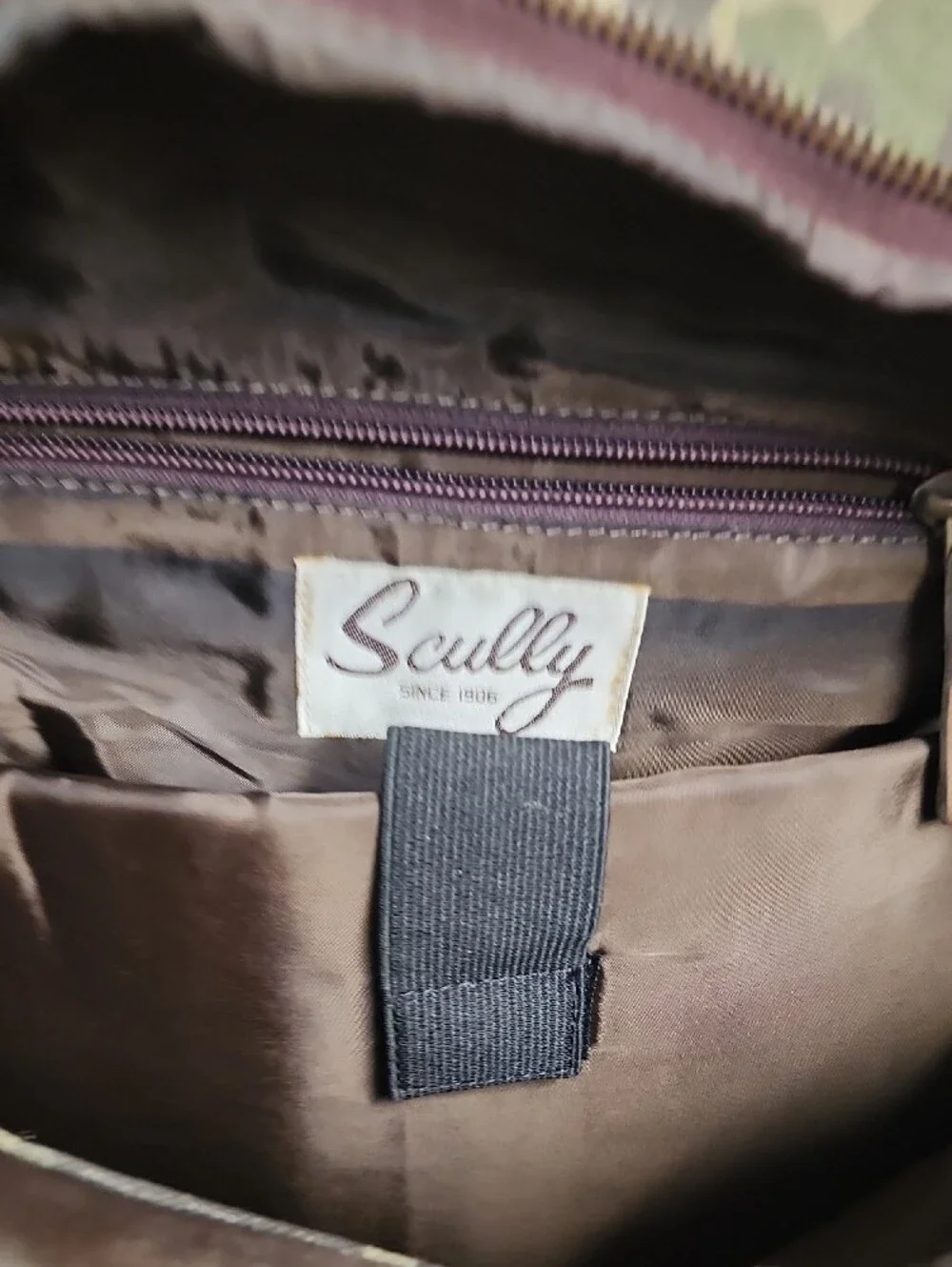 Scully Camouflage & Leather Ranger Canvas Backpack with Brown Trim